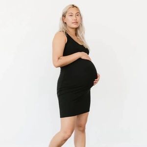 Maternity Scoop Neck Mini Dress in Black